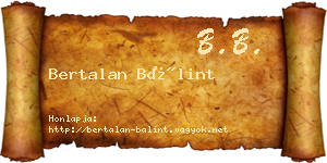 Bertalan Bálint névjegykártya